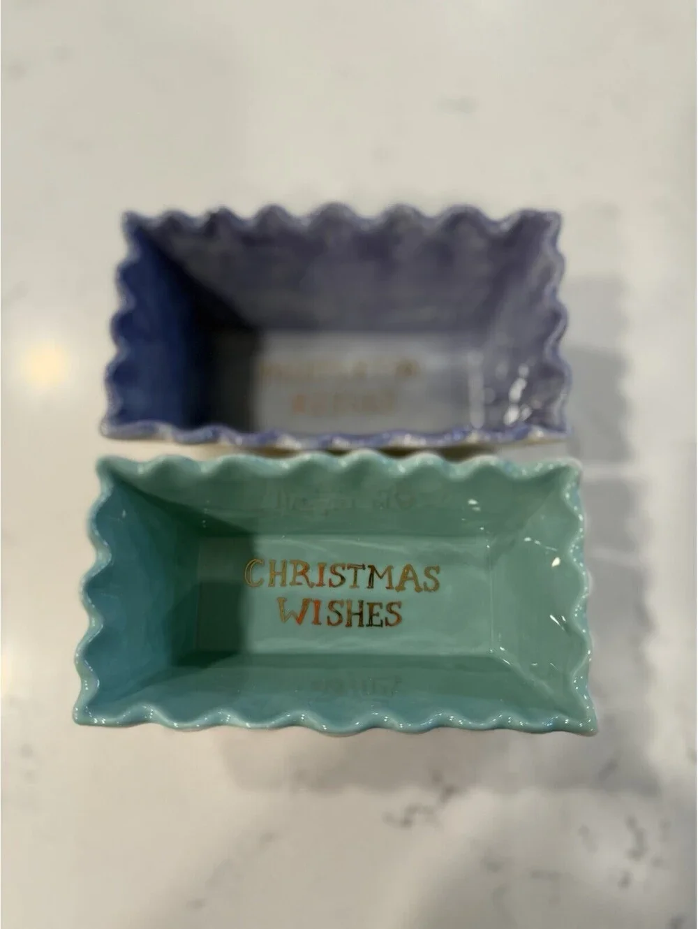Anthropologie Holiday L'Hiver Mini Loaf Pan Christmas Wishes Lot Of 2
